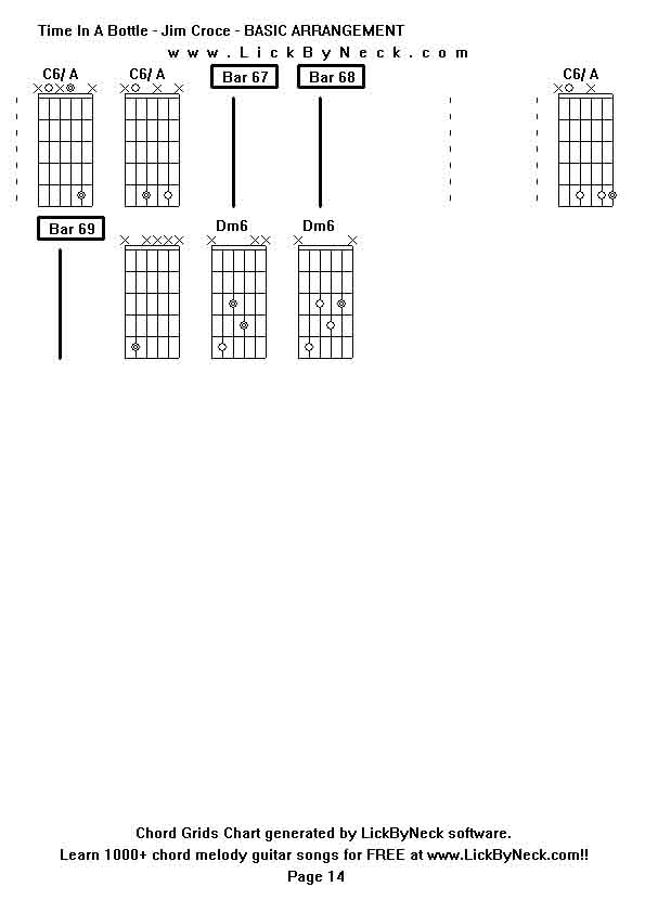 Chord Grids Chart of chord melody fingerstyle guitar song-Time In A Bottle - Jim Croce - BASIC ARRANGEMENT,generated by LickByNeck software.